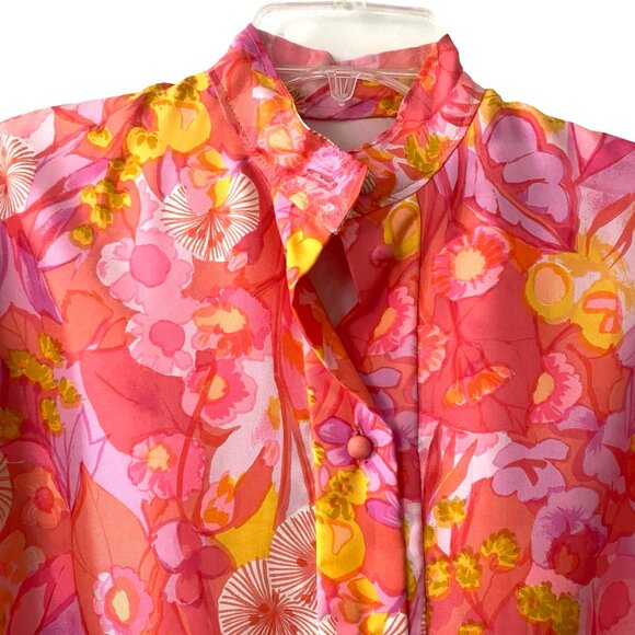 Vintage 60s Mini Dress Floral Psychedelic Scarf Print Mod M - Picture 4 of 5